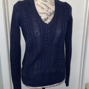 Banana Republic Navy V-Neck Cable Knit Sweater- SZ Small Great condition